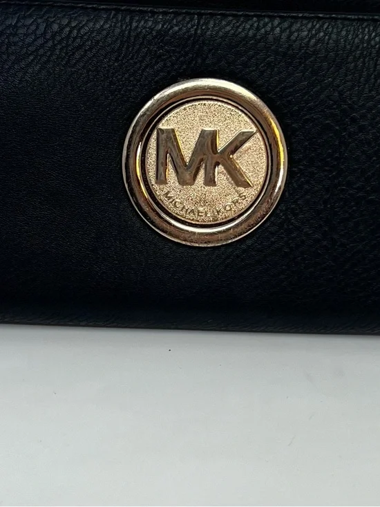 Michael Kors Fulton Continental Black Leather Zip Around Large Wallet Wristlet - Picture 3 of 7